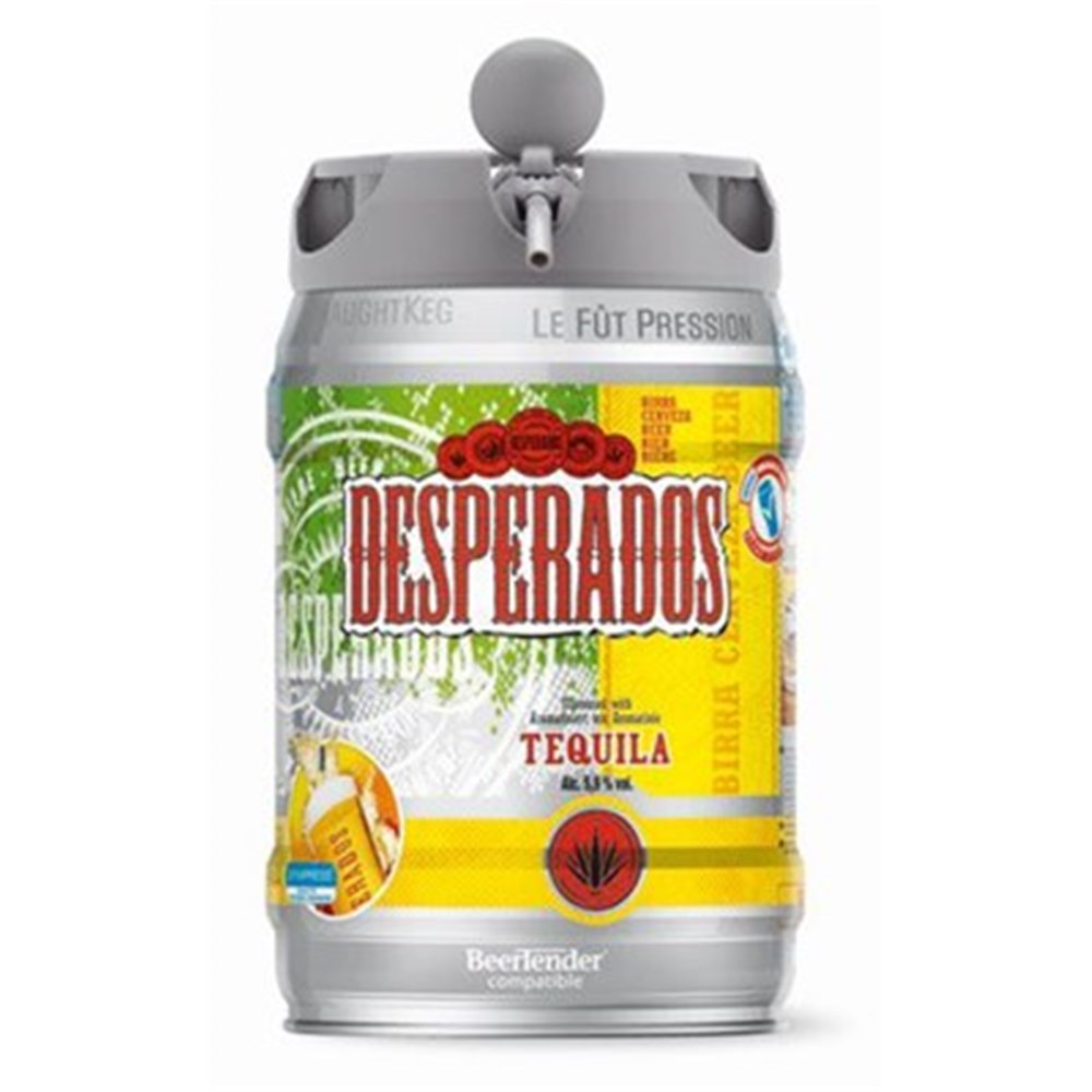 DESPERADOS Fût de biere Blonde Téquila - Compatible Beertender - 5 L