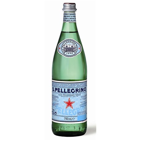 Eau minérale naturelle gazeuse San Pellegrino - Bouteille en Verre 75 cl