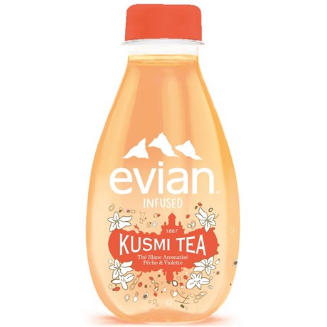 Evian Kusmi Tea thé aromatisé à la pêche et violette 37 cl
