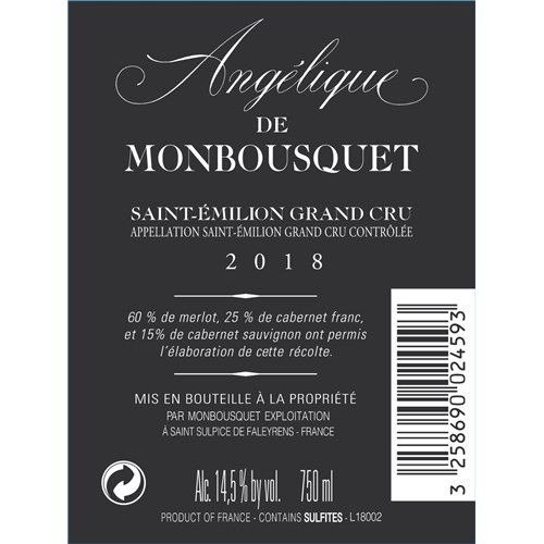 Angélique de Monbousquet - Saint-Emilion Grand Cru 2018