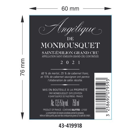 Angélique de Monbousquet - Saint-Emilion Grand Cru 2021