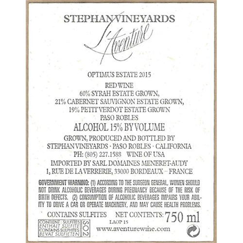L'Aventure - Optimus - Paso Robles 2015
