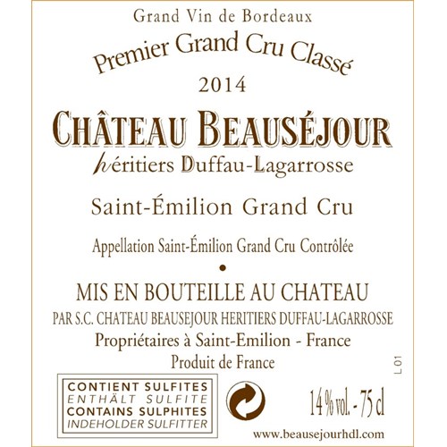 Beauséjour Duffau-lagarrosse - Saint-Emilion Grand Cru 2014