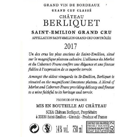 Berliquet - Saint-Emilion Grand Cru 2017
