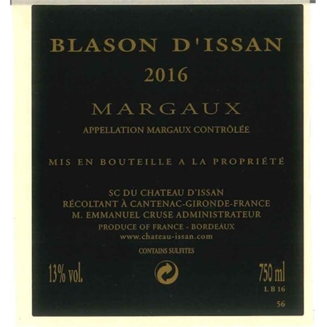Blason d'Issan - Margaux 2016