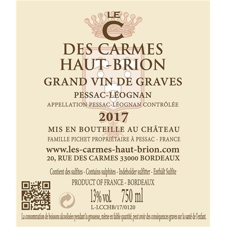 C des Carmes - Château Carmes Haut-Brion - Pessac-Léognan 2017