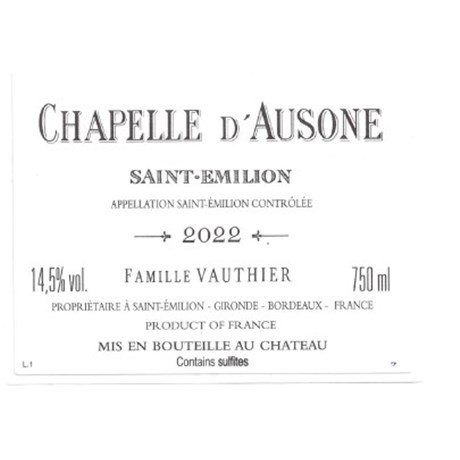Chapelle d'Ausone - Saint-Emilion Grand Cru 2022