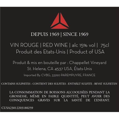 Chappellet, Pritchard Hill - Napa Valley 2019