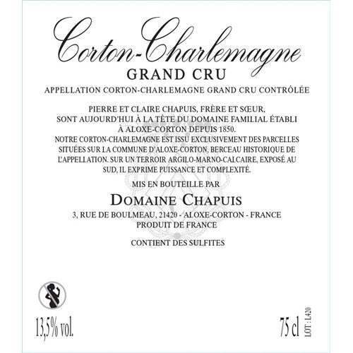 Chapuis, Corton Charlemagne Blc - Corton Charlemagne Grand Cru 2020