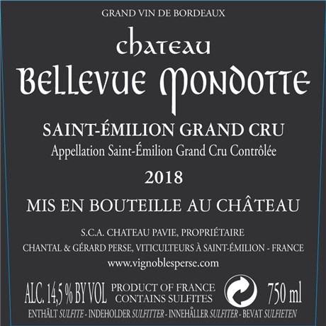 Château Bellevue Mondotte - Saint-Emilion Grand Cru 2018