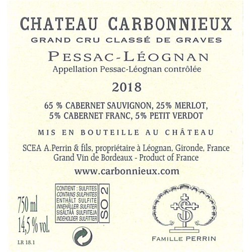 Château Carbonnieux rouge - Pessac-Léognan 2018