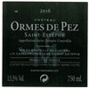 Château Les Ormes of Pez - Saint-Estèphe 2016 