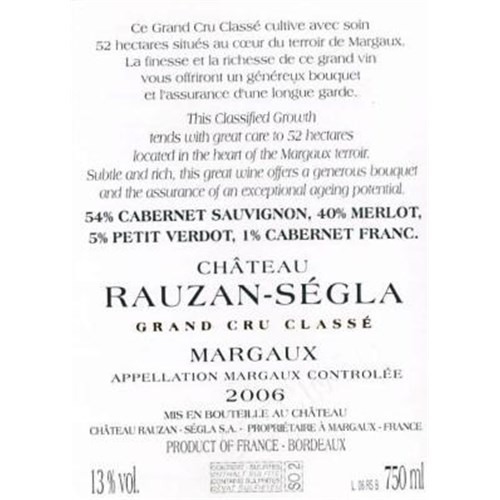 Château Rauzan Ségla - Margaux 2006 6b11bd6ba9341f0271941e7df664d056 