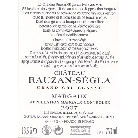 Château Rauzan Ségla - Margaux 2007