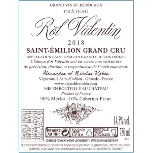 Château Rol Valentin - Saint-Emilion Grand Cru 2018