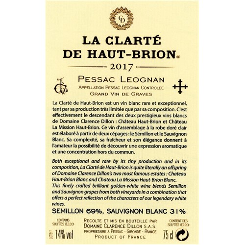 Clarity of Haut-Brion - Pessac-Léognan 2017 4df5d4d9d819b397555d03cedf085f48 