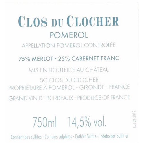 Clos du Clocher - Pomerol 2019
