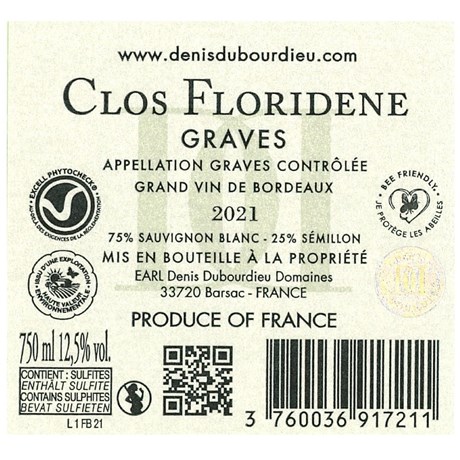 Clos Floridène blanc - Graves 2021