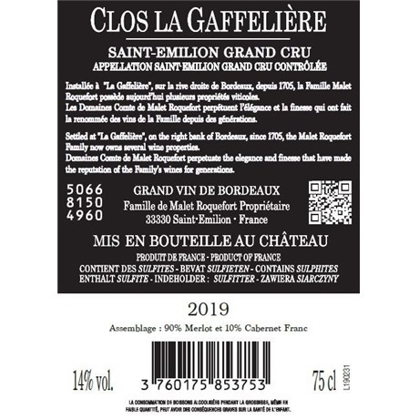 Clos La Gaffelière - Saint-Emilion Grand Cru 2019