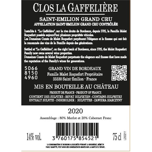 Clos La Gaffelière - Saint-Emilion Grand Cru 2020