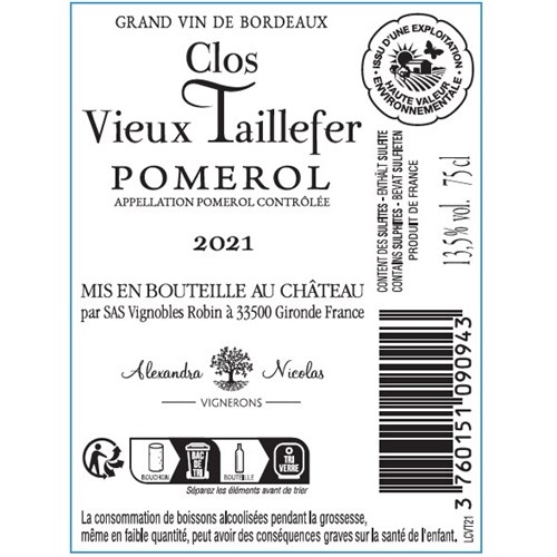 Clos Vieux Taillefer - Pomerol 2021