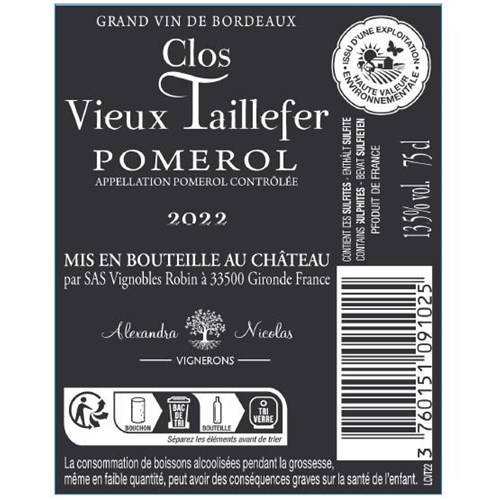 Clos Vieux Taillefer - Pomerol 2022