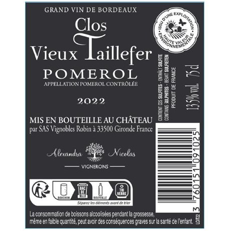 Clos Vieux Taillefer - Pomerol 2022