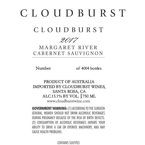 Cloudburst - Cabernet Sauvignon - Margaret River 2017 4df5d4d9d819b397555d03cedf085f48 