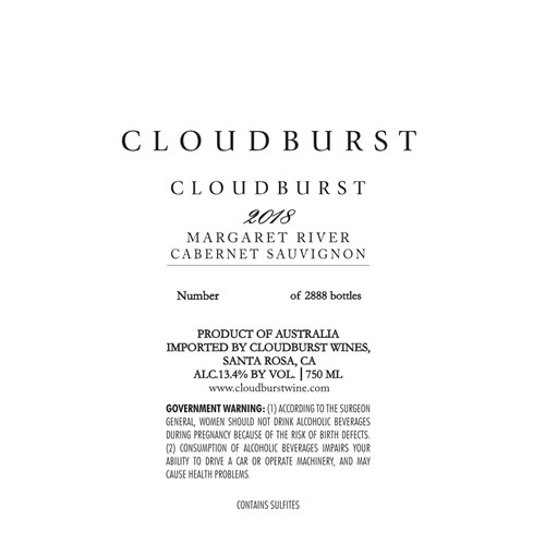 Cloudburst - Cabernet Sauvignon - Margaret River 2018