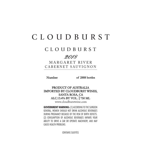 Cloudburst - Cabernet Sauvignon - Margaret River 2018
