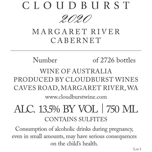 Cloudburst - Cabernet Sauvignon - Margaret River 2020
