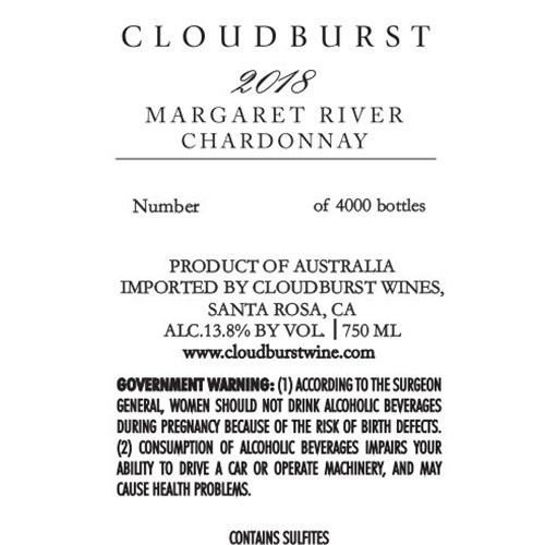 Cloudburst - Chardonnay - Margaret River 2018