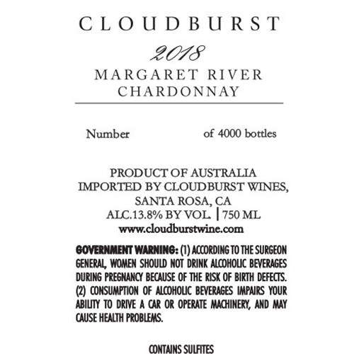 Cloudburst - Chardonnay - Margaret River 2018 4df5d4d9d819b397555d03cedf085f48 