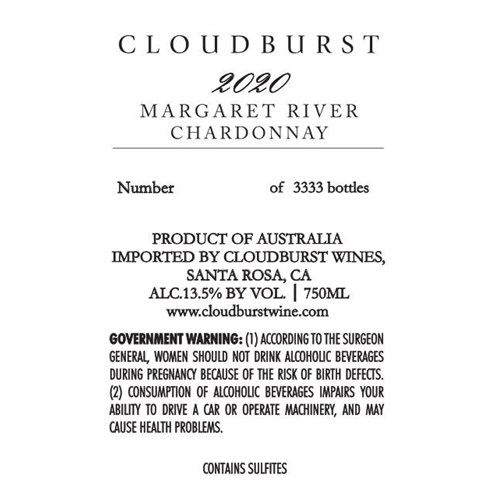 Cloudburst - Chardonnay - Margaret River 2020