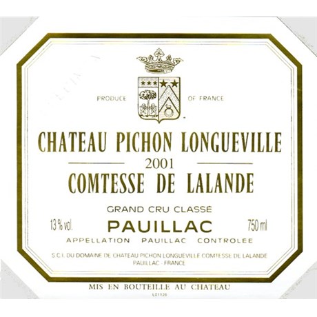 Comtesse de Lalande - - Château Pichon Longueville - Pauillac 2001