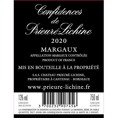 Confidences de Prieuré-Lichine - Margaux 2020