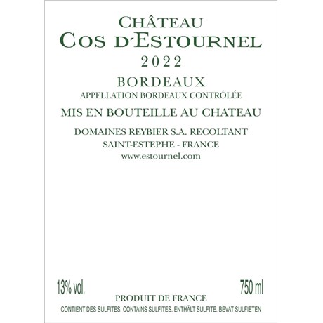 Cos d'Estournel Blanc - Bordeaux 2022