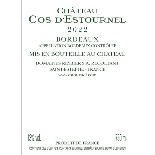 Cos d'Estournel Blanc - Bordeaux 2022