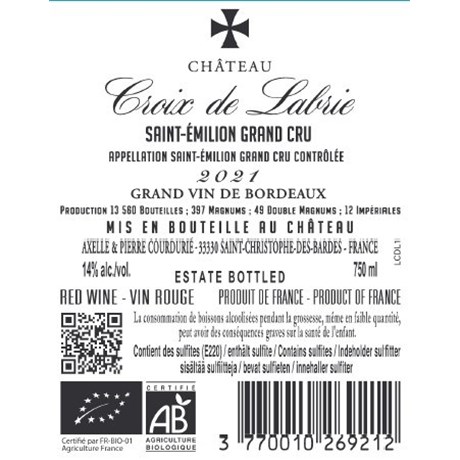 Croix de Labrie - Saint-Emilion Grand Cru 2021