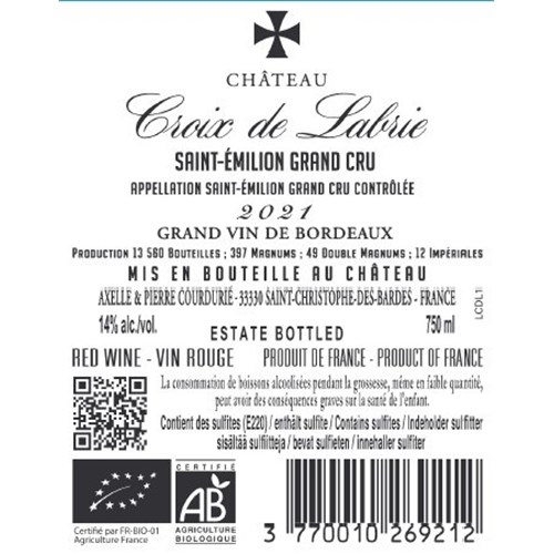Croix de Labrie - Saint-Emilion Grand Cru 2021