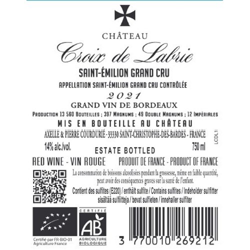 Croix de Labrie - Saint-Emilion Grand Cru 2021