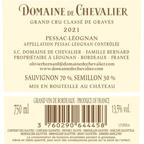 Domaine de Chevalier blanc - Pessac-Léognan 2021