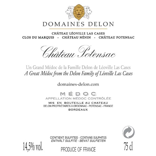 Domaine Delon Chateau Potensac - Medoc 2018 4df5d4d9d819b397555d03cedf085f48 