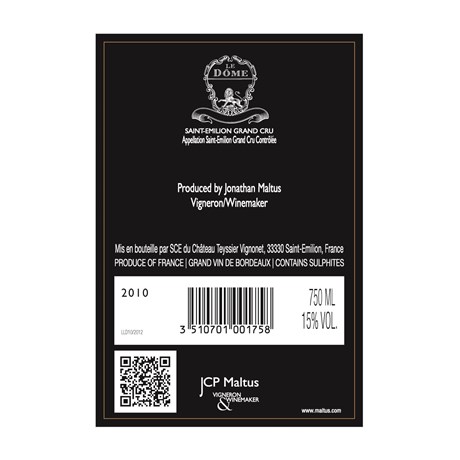 Le Dôme - Château Teyssier Vignonet - Saint-Emilion Grand Cru 2010