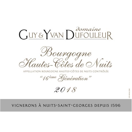 Dufouleur - 16e Génération Rouge - Hautes-Côtes de Nuits 2018
