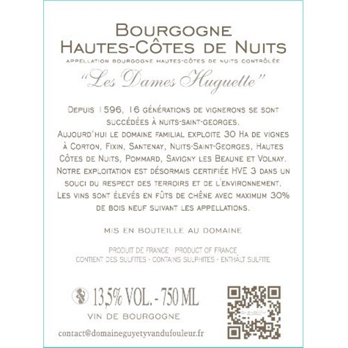 Dufouleur - Les Dames Huguette - Hautes-Côtes de Nuits 2019