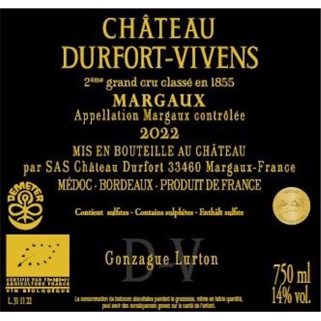 Durfort Vivens (BIO-ORGANIC) - Margaux 2022