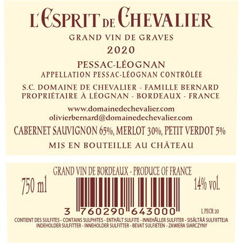 L'Esprit de Chevalier rouge - Pessac-Léognan 2020
