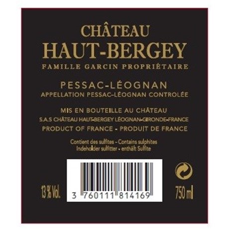 Haut Bergey rouge - Pessac-Léognan 2016