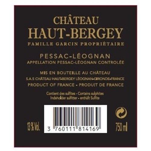 Haut Bergey rouge - Pessac-Léognan 2016